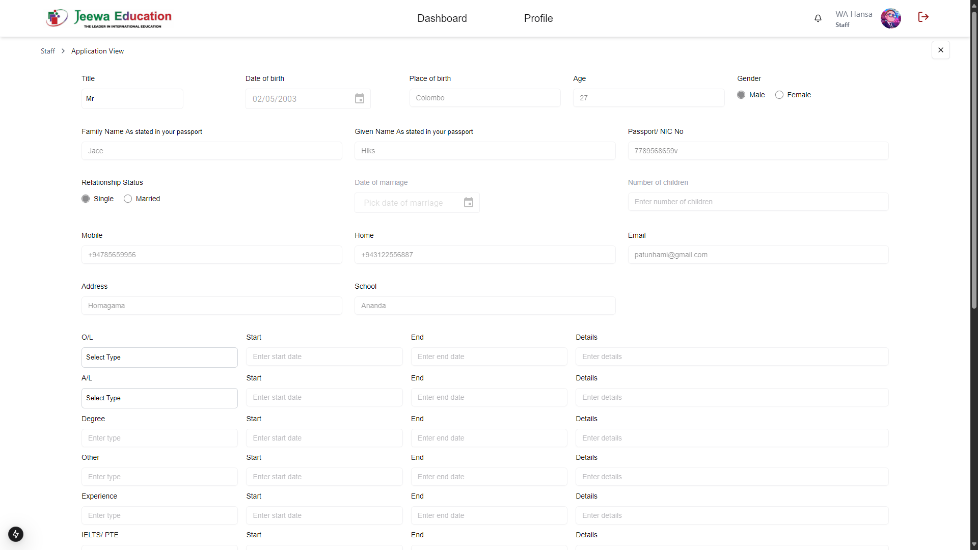 Jeewa Education Student Management System - Image 2